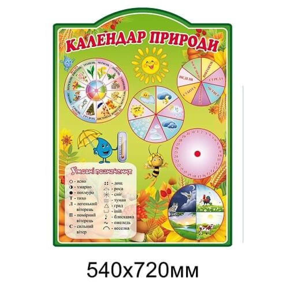 Календар природи (салатовий фон, зелена рамка)